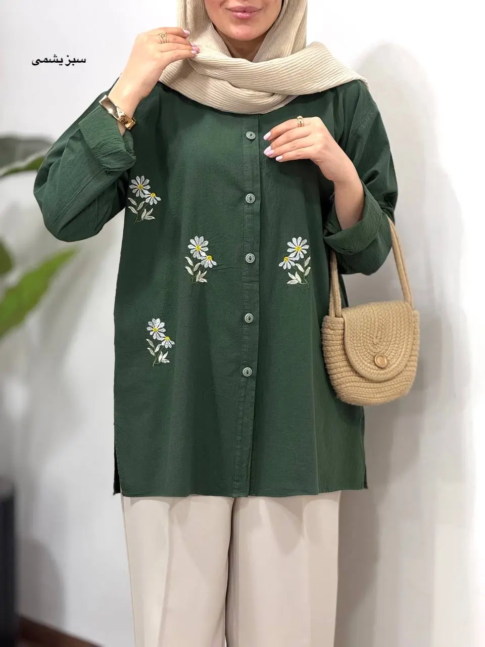 مانتو لینن گلدوزی آلاله